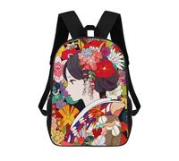 Sinyumoney Mochila Escolar Impreso 3D Para Niños, Gran Capacidad, Ideal Para Viajes Y Libros., Japanese Art Kimono Girl, 17"