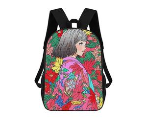 Sinyumoney Mochila Escolar Impreso 3D Para Niños, Gran Capacidad, Ideal Para Viajes Y Libros., Kawaii Kimono Girl Anime, 17"