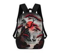 Sinyumoney Mochila Escolar Impreso 3D Para Niños, Gran Capacidad, Ideal Para Viajes Y Libros., Luna Roja Japón, 17"