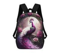 Sinyumoney Mochila Escolar Impreso 3D Para Niños, Gran Capacidad, Ideal Para Viajes Y Libros., Magnífico Peacock, 17"