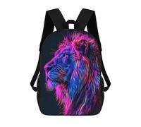 Sinyumoney Mochila Escolar Impreso 3D Para Niños, Gran Capacidad, Ideal Para Viajes Y Libros., Neon Glitch León, 17"
