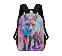 Sinyumoney Mochila Escolar Impreso 3D Para Niños, Gran Capacidad, Ideal Para Viajes Y Libros., Neon Glitch Fox, 17"