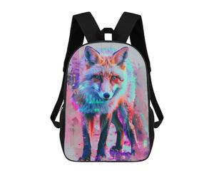 Sinyumoney Mochila Escolar Impreso 3D Para Niños, Gran Capacidad, Ideal Para Viajes Y Libros., Neon Glitch Fox, 17"
