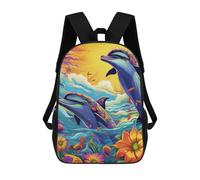 Sinyumoney Mochila Escolar Impreso 3D Para Niños, Ideal Para Viajes Y Libros., Colorful Dolphins Underwater Scene, 17"