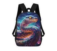 Sinyumoney Mochila Escolar Impreso 3D Para Niños, Ideal Para Viajes Y Libros., Colorful Serpient Night Scene, 17"