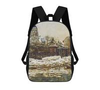 Sinyumoney Mochila Escolar Impreso 3D Para Niños Vetheuil Church in Winter Mochila Escolar Para Niños Bolsa De Viaje, Mochila De Gran Capacidad, Vetheuil Church In Winter, 17"