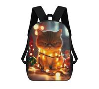 Sinyumoney Mochila Escolar Impreso 3D Para Niños Vetheuil Church in Winter Mochila Escolar Para Niños Bolsa De Viaje, Mochila De Gran Capacidad, Annoyed Christmas Cat, 17"