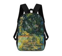 Sinyumoney Mochila Escolar Impreso 3D Para Niños Vetheuil Church in Winter Mochila Escolar Para Niños Bolsa De Viaje, Mochila De Gran Capacidad, Water Lily Pond By Monet, 17"