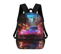 Sinyumoney Mochila Escolar Impreso 3D Para Niños Wolf, Gran Capacidad, Ideal Para Viajes, Moda Y Casual, Purple Sportscar, 17"