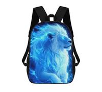 Sinyumoney Mochila Escolar Impreso 3D Para Niños Wolf, Gran Capacidad, Ideal Para Viajes, Moda Y Casual, Blue Flame Lion, 17"