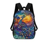 sinyumoney Mochila Escolar Infantil Abstract Colorful Peacock Mochila Escolar Infantil De Moda Informal Mochilas De Viaje Con Estampado 3D Divertidas Y Geniales Bolsas Para Libros 17inch