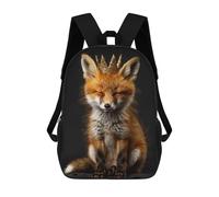 sinyumoney Mochila Escolar Infantil Animal Fox Cute King Mochila Escolar Infantil De Moda Informal Mochilas De Viaje Con Estampado 3D Divertidas Y Geniales Bolsas Para Libros 17inch