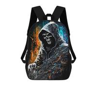 sinyumoney Mochila Escolar Infantil Artistic Grim Reaper Illustration Mochila Infantil Estampada Mochila De Viaje Para Niños Y Niñas Mochila Escolar 17inch