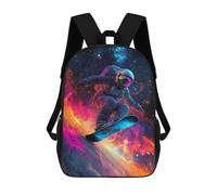 sinyumoney Mochila Escolar Infantil Astronaut Snowboarding in Space Mochila Infantil Estampada Mochila De Viaje Para Niños Y Niñas Mochila Escolar 17inch