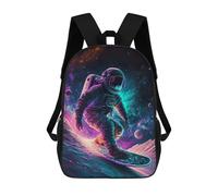 sinyumoney Mochila Escolar Infantil Astronaut Surfing in Space -1 Mochila Escolar Infantil De Moda Informal Mochilas De Viaje Con Estampado 3D Divertidas Y Geniales Bolsas Para Libros 17inch