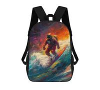 sinyumoney Mochila Escolar Infantil Astronaut Surfing in Space -3 Mochila Escolar Infantil De Moda Informal Mochilas De Viaje Con Estampado 3D Divertidas Y Geniales Bolsas Para Libros 17inch