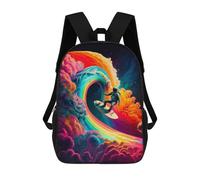 sinyumoney Mochila Escolar Infantil Astronaut Surfing Rainbow Wave -1 Mochila Escolar Infantil De Moda Informal Mochilas De Viaje Con Estampado 3D Divertidas Y Geniales Bolsas Para Libros 17inch