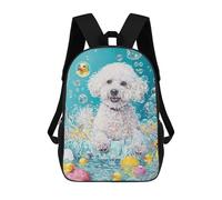 sinyumoney Mochila Escolar Infantil Bichon Frise Dog Mochila Escolar Infantil De Moda Informal Mochilas De Viaje Con Estampado 3D Divertidas Y Geniales Bolsas Para Libros 17inch