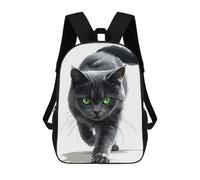 sinyumoney Mochila Escolar Infantil Black Cat with Green Eyes Mochila Escolar Infantil De Moda Informal Mochilas De Viaje Con Estampado 3D Divertidas Y Geniales Bolsas Para Libros 17inch