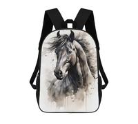 sinyumoney Mochila Escolar Infantil Black Horse Watercolor Mochila De Moda Para Adolescentes Mochila Informal Para Niño Y Niña Mochila Escolar Para Adolescentes Mochila Impresa En 3D 17inch