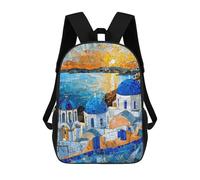 sinyumoney Mochila Escolar Infantil Blue Domes of Greece Mochila Escolar Infantil De Moda Informal Mochilas De Viaje Con Estampado 3D Divertidas Y Geniales Bolsas Para Libros 17inch