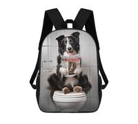 sinyumoney Mochila Escolar Infantil Border Collie on Toilet Mochila Escolar Infantil De Moda Informal Mochilas De Viaje Con Estampado 3D Divertidas Y Geniales Bolsas Para Libros 17inch