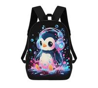 sinyumoney Mochila Escolar Infantil Bubble Penguin Headphones Mochila De Moda Para Adolescentes Mochila Informal Para Niño Y Niña Mochila Escolar Para Adolescentes Mochila Impresa En 3D 17inch