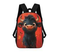 sinyumoney Mochila Escolar Infantil Bull Cartoon Oil Paint Mochila Escolar Infantil De Moda Informal Mochilas De Viaje Con Estampado 3D Divertidas Y Geniales Bolsas Para Libros 17inch