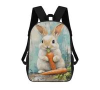 sinyumoney Mochila Escolar Infantil Bunny with Carrots Painting Mochila Escolar Infantil De Moda Informal Mochilas De Viaje Con Estampado 3D Divertidas Y Geniales Bolsas Para Libros 17inch