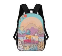 sinyumoney Mochila Escolar Infantil Camper Van Sunset Journey Mochila Escolar Infantil De Moda Informal Mochilas De Viaje Con Estampado 3D Divertidas Y Geniales Bolsas Para Libros 17inch
