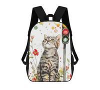 sinyumoney Mochila Escolar Infantil Cat And Traffic Light Watercolor Mochila Escolar Infantil De Moda Informal Mochilas De Viaje Con Estampado 3D Divertidas Y Geniales Bolsas Para Libros 17inch