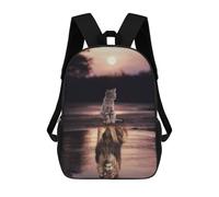 sinyumoney Mochila Escolar Infantil Cat Mirroring Lion's Majesty Mochila Escolar Infantil De Moda Informal Mochilas De Viaje Con Estampado 3D Divertidas Y Geniales Bolsas Para Libros 17inch