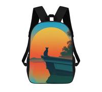 sinyumoney Mochila Escolar Infantil Cat on A Boat at Sunset Mochila De Moda Para Adolescentes Mochila Informal Para Niño Y Niña Mochila Escolar Para Adolescentes Mochila Impresa En 3D 17inch