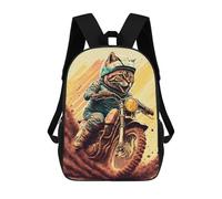 sinyumoney Mochila Escolar Infantil Cat Racer in Action Mochila Escolar Infantil De Moda Informal Mochilas De Viaje Con Estampado 3D Divertidas Y Geniales Bolsas Para Libros 17inch