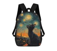 sinyumoney Mochila Escolar Infantil Cat Starry Night Mochila De Moda Para Adolescentes Mochila Informal Para Niño Y Niña Mochila Escolar Para Adolescentes Mochila Impresa En 3D 17inch