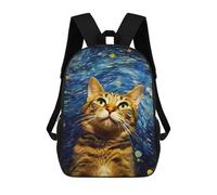sinyumoney Mochila Escolar Infantil Cat Starry Night Painting Mochila De Moda Para Adolescentes Mochila Informal Para Niño Y Niña Mochila Escolar Para Adolescentes Mochila Impresa En 3D 17inch