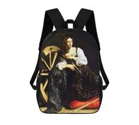 sinyumoney Mochila Escolar Infantil Catherine of Alexandria Mochila Escolar Infantil De Moda Informal Mochilas De Viaje Con Estampado 3D Divertidas Y Geniales Bolsas Para Libros 17inch