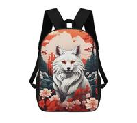 sinyumoney Mochila Escolar Infantil Chinese Kitsune Art Mochila Escolar Infantil De Moda Informal Mochilas De Viaje Con Estampado 3D Divertidas Y Geniales Bolsas Para Libros 17inch