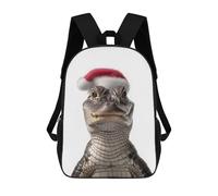 sinyumoney Mochila Escolar Infantil Christmas Alligator with Santa Hat Mochila Escolar Infantil De Moda Informal Mochilas De Viaje Con Estampado 3D Divertidas Y Geniales Bolsas Para Libros 17inch