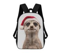 sinyumoney Mochila Escolar Infantil Christmas Meerkat Wearing A Santa Hat Mochila Escolar Infantil De Moda Informal Mochilas De Viaje Con Estampado 3D Divertidas Y Geniales Bolsas Para Libros 17inch