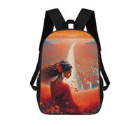 sinyumoney Mochila Escolar Infantil Cityscape with Woman in Red Dress Mochila Infantil Estampada Mochila De Viaje Para Niños Y Niñas Mochila Escolar 17inch