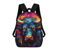 sinyumoney Mochila Escolar Infantil Colorful Bull Portrait-2 Mochila Infantil Estampada Mochila De Viaje Para Niños Y Niñas Mochila Escolar 17inch