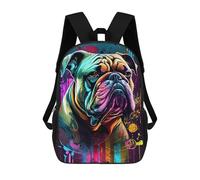 sinyumoney Mochila Escolar Infantil Colorful Bulldog Portrait -1 Mochila Infantil Estampada Mochila De Viaje Para Niños Y Niñas Mochila Escolar 17inch