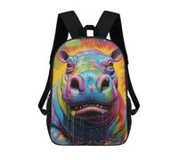 sinyumoney Mochila Escolar Infantil Colorful Hippo Painting-1 Mochila Infantil Estampada Mochila De Viaje Para Niños Y Niñas Mochila Escolar 17inch