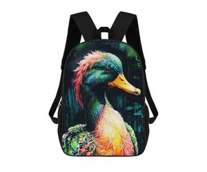 sinyumoney Mochila Escolar Infantil Colorful Mallard Duck Portrait Mochila Escolar Infantil De Moda Informal Mochilas De Viaje Con Estampado 3D Divertidas Y Geniales Bolsas Para Libros 17inch