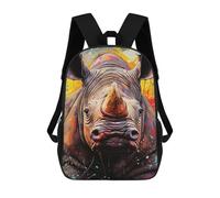 sinyumoney Mochila Escolar Infantil Colorful Rhino Portrait -1 Mochila Infantil Estampada Mochila De Viaje Para Niños Y Niñas Mochila Escolar 17inch