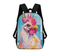 sinyumoney Mochila Escolar Infantil Colorful Rooster Portrait Mochila Escolar Infantil De Moda Informal Mochilas De Viaje Con Estampado 3D Divertidas Y Geniales Bolsas Para Libros 17inch