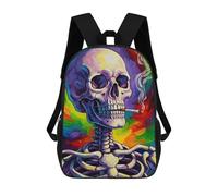 sinyumoney Mochila Escolar Infantil Colorful Smoking Skull Painting Mochila Escolar Infantil De Moda Informal Mochilas De Viaje Con Estampado 3D Divertidas Y Geniales Bolsas Para Libros 17inch