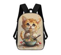 sinyumoney Mochila Escolar Infantil Con Estampado 3D, Bolsos De Viaje Bonitos A Cute Cat Is Eating Ramen Mochilas Informales Para Exteriores Para Niñas Y Mujeres 17inch