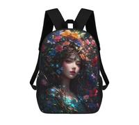 sinyumoney Mochila Escolar Infantil Con Estampado 3D, Bolsos De Viaje Bonitos A Girl Painted in Petals Mochilas Informales Para Exteriores Para Niñas Y Mujeres 17inch